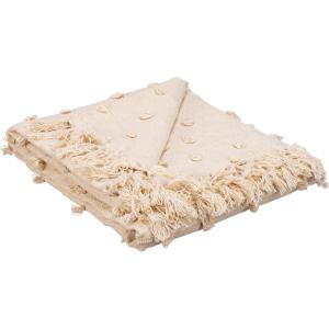 image:imagePrimitives by Kathy Bee Floral Decorative Throw Blanket 50 x 60Cream Poms