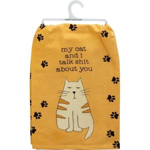 image:imagePrimitives by Kathy Cotton Dish Towel Set  Dog Design KitchenBathroom Decor Tea Towels 28x28My Cat and I