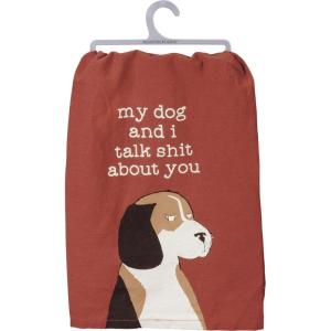image:imagePrimitives by Kathy Cotton Dish Towel Set  Dog Design KitchenBathroom Decor Tea Towels 28x28My Dog and I
