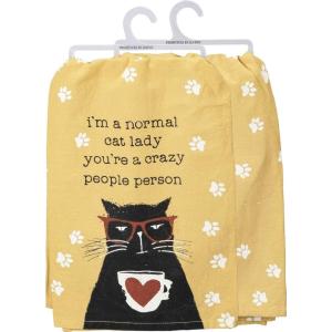 image:imagePrimitives by Kathy Cotton Dish Towel Set  Dog Design KitchenBathroom Decor Tea Towels 28x28Normal Cat Lady