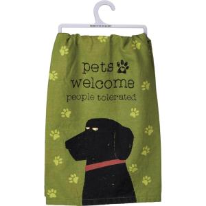 image:imagePrimitives by Kathy Cotton Dish Towel Set  Dog Design KitchenBathroom Decor Tea Towels 28x28Pets welcome
