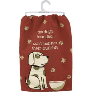 image:imagePrimitives by Kathy Cotton Dish Towel Set  Dog Design KitchenBathroom Decor Tea Towels 28x28The Dogs Been Fed