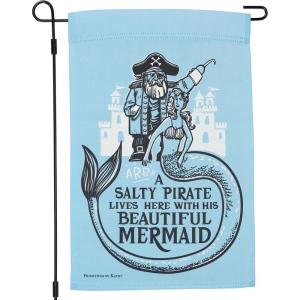 image:imagePrimitives by Kathy Decorative DoubleSided Garden Flag  Somewhat WelcomeSalty Pirate Beautiful Mermaid