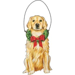 image:imagePrimitives by Kathy Ornament Wood Paper Wire Christmas Golden Retriever