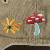 image:imagePrimitives by Kathy Baseball Cap Mushrooms Full Color Design Stonewashed Khaki Adjustable fit Metal Buckle