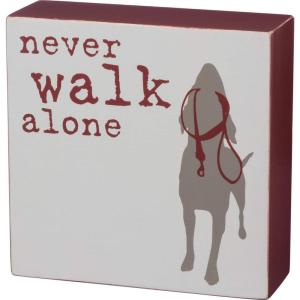 image:imagePrimitives by Kathy 33718 Distressed Box Sign One DogNever Walk Alone