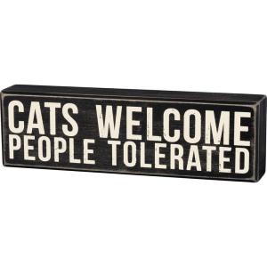 image:imagePrimitives by Kathy 35175 Classic Box Sign Cats Welcome