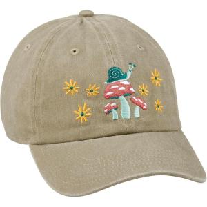 image:imagePrimitives by Kathy Baseball Cap Mushrooms Full Color Design Stonewashed Khaki Adjustable fit Metal Buckle