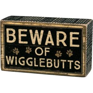 image:imagePrimitives by Kathy Beware of Wigglebutts Rustic Home Dcor Sign 5 x 3Black