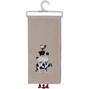 image:imagePrimitives by Kathy Black and White Cotton Home Dcor Dish Towel 28 Square Kitchen Closed  This Heifer Has Had ItFarm Animals