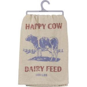 image:imagePrimitives by Kathy Black and White Cotton Home Dcor Dish Towel 28 Square Kitchen Closed  This Heifer Has Had ItHappy Cow Dairy