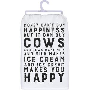 image:imagePrimitives by Kathy Black and White Cotton Home Dcor Dish Towel 28 Square Kitchen Closed  This Heifer Has Had ItMoney Can Buy Cows