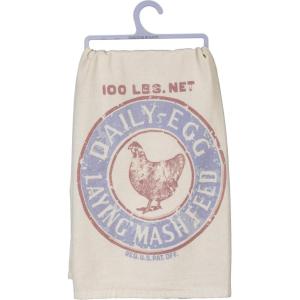 image:imagePrimitives by Kathy Black and White Cotton Home Dcor Dish Towel 28 Square Kitchen Closed  This Heifer Has Had ItScratch Feed