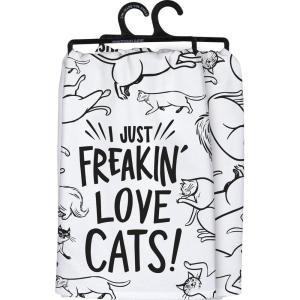 image:imagePrimitives by Kathy Kitchen Towel  I Just Freakin Love Cats
