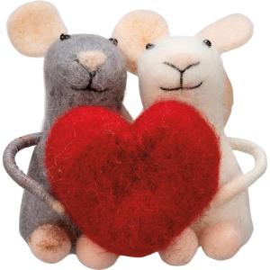 image:imagePrimitives by Kathy Mouse Couple Decorative Critter so Cute Holding a Heart Between Them for Your Favorite PersonCoordinate with Our Other Collectible Critters for a Seasonal Display