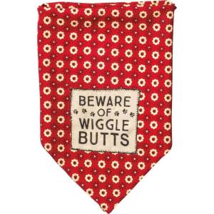 image:imagePrimitives by Kathy PBK Small Beware of Wigglebutte Rayon Dog Bandana 16 Inch x 16 Inch