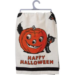 image:imagePrimitives by Kathy RetroInspired Halloween Dish Towel 28 x 28Inch Happy Halloween