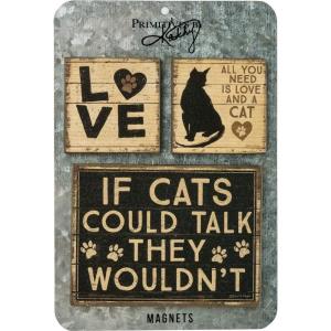 image:imagePrimitives by Kathy Rustic Style Magnets Set of 3 All You Need is Love and a Cat