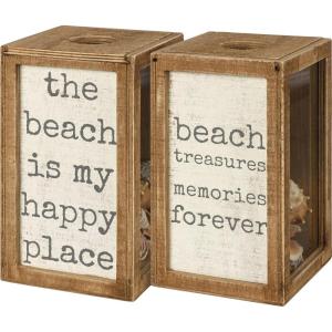 image:imagePrimitives by Kathy Seashell Holder  Coastal Decor Glass Display Treasure Chest Room and Bedroom DecorBrown Wood