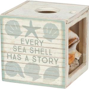 image:imagePrimitives by Kathy Seashell Holder  Coastal Decor Glass Display Treasure Chest Room and Bedroom DecorHolder  Seashell