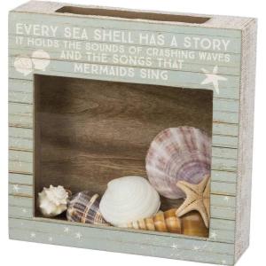 image:imagePrimitives by Kathy Seashell Holder  Coastal Decor Glass Display Treasure Chest Room and Bedroom DecorOpen Holder  Seashell