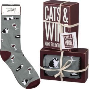 image:imagePrimitives by Kathy Set Gift Socks Cats amp Wine 105539