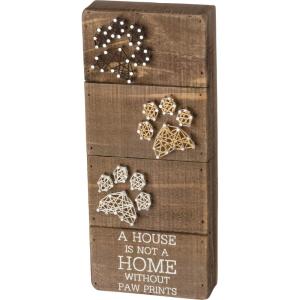image:imagePrimitives by Kathy String Art Box Sign 5 x 12 A House is Not a Home Without Paw Prints
