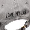 image:imagePrimitives by Kathy Baseball Cap Love My Lab Grey with Black Embroidery Adjustable Metal Buckle