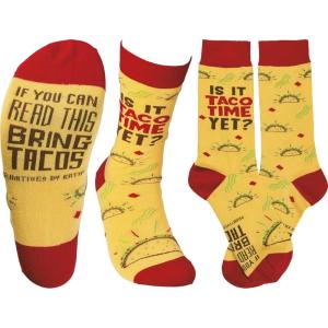 image:imageBy Kathy Is It Taco Time Yet Socks in Yellow with Taco Design One Size Fits Most