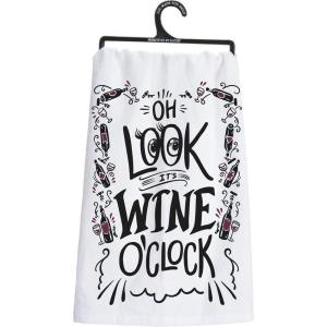 image:imagePrimitives by Kathy 29109 LOL Dish Towel 28Inch Square More Wine in a BottleOh Look  Its Wine Oclock