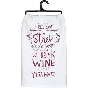 image:imagePrimitives by Kathy 29109 LOL Dish Towel 28Inch Square More Wine in a BottleWine in Yoga Pants