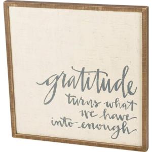 image:imagePrimitives by Kathy 37615 HandLettered Inset Box Sign Wonderful WorldGratitude