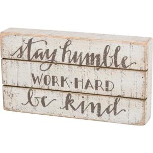 image:imagePrimitives by Kathy 37615 HandLettered Inset Box Sign Wonderful WorldStay Humble
