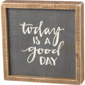 image:imagePrimitives by Kathy 37615 HandLettered Inset Box Sign Wonderful WorldToday is a Good