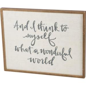 image:imagePrimitives by Kathy 37615 HandLettered Inset Box Sign Wonderful WorldWonderful World