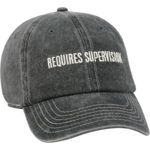 image:imagePrimitives by Kathy Baseball Cap Requires Supervision Stonewashed Black with Adjustable Metal Buckle