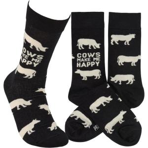 image:imagePrimitives by Kathy Cows Make Me Happy Socks Black amp White One Size Unisex LOL Collection