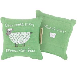 image:imagePrimitives by Kathy Dear Tooth Fairy Stop Here Mini Tooth Pillow 5x5Inch Cotton Blend Blue Embroidered Keepsake with Storage Pocket and Tooth Design on FrontLittle Farm