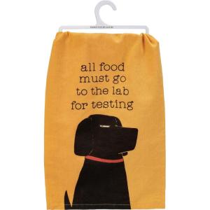 image:imagePrimitives by Kathy Decorative Kitchen Towel  All Food to The Lab for Testing Yellow Black Cream Red Small