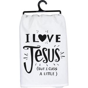 image:imagePrimitives by Kathy Decorative Kitchen Towel  I Love Jesus But I Cuss A Little