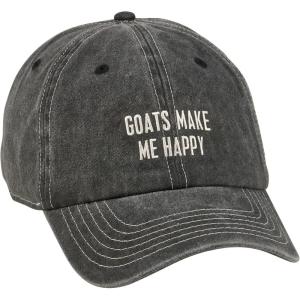 image:imagePrimitives by Kathy Goats Make Me Happy Baseball Cap UnisexStonewashed Black with Adjustable Metal BuckleMake Me Happy Baseball Cap