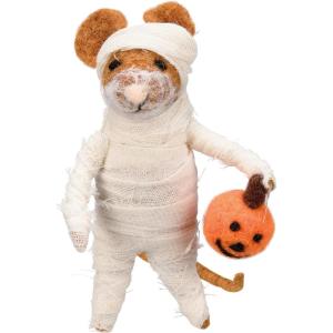image:imagePrimitives by Kathy Halloween Collectible Felt Critter 4inch Felt Mummy Mouse Holding a JackoLantern  Spooky Tiered Tray amp Shelf Sitter Decor Mix amp Match with Our Other Collectible Figurines