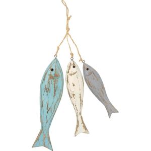 image:imagePrimitives by Kathy Hanging Dcor  Beach Themed Three Striped Fish Wooden Trio