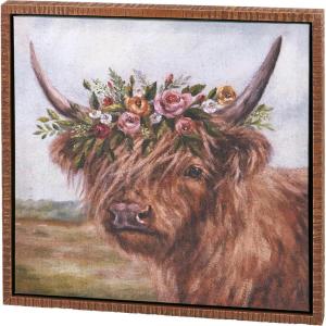 image:imagePrimitives by Kathy Highland Cow with Flowers Wall Art