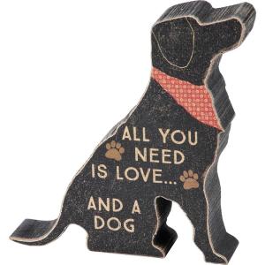 image:imagePrimitives by Kathy Home Dcor Dog Shaped Chunky Sitter  all you need is love and a dog