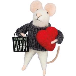 image:imagePrimitives by Kathy Mouse  Heart HappyGreyWhite 175x45 inches