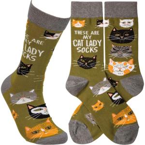 image:imagePrimitives by Kathy Novelty Socks Colorful Woven Design Coordinating These are My Cat Lady Socks SentimentCat LoverPet ParentGiftableCotton Nylon Spandex One Size LOL Collection