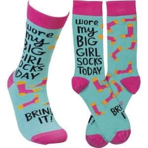 image:imagePrimitives by Kathy Novelty Socks Colorful Woven Design Wore My Big Girl Socks Today Bring It Sassy SentimentBirthdayFriendChristmasCotton nylon spandex One size fits most LOL Collection