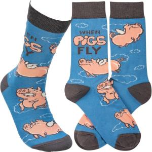 image:imagePrimitives by Kathy Novelty Socks Colorful Woven Design coordinating When Pigs Fly sentimenthumorous giftBirthdayChristmasCotton nylon spandex One size fits most LOL Collection