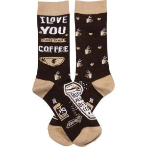 image:imagePrimitives by Kathy Novelty Socks Colorful Woven Fun Loving Design with coordinating I Love You More Than Coffee But Not Always Before Coffee Cotton nylon spandex One size LOL Collection